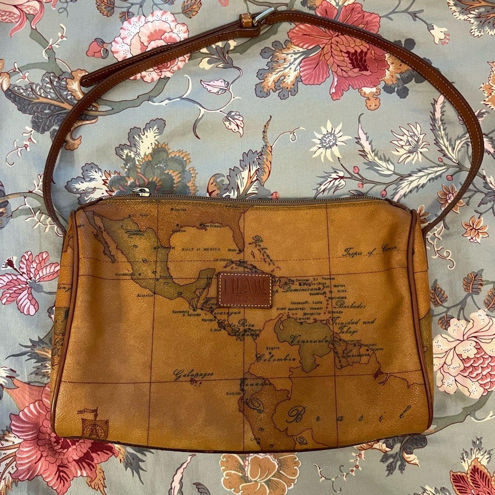 Alviero Martini Brown Leather Map Purse